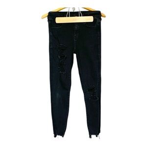 American Eagle Next Level Stretch Distressed Black Hi-Rise Jegging Jeans 4 Short